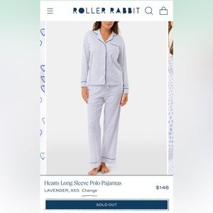 Roller Rabbit Lavender Hearts Long Sleeve Polo PJs